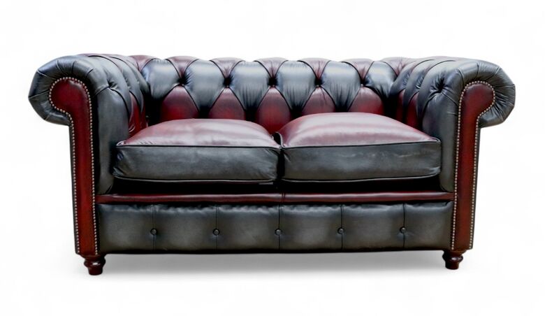 Duke Patchwork Devil Chesterfield 2 Seater Sofa Settee Antique Leather