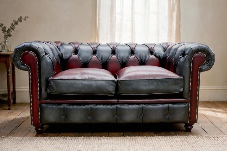 Duke Patchwork Devil Chesterfield 2 Seater Sofa Settee Antique Leather