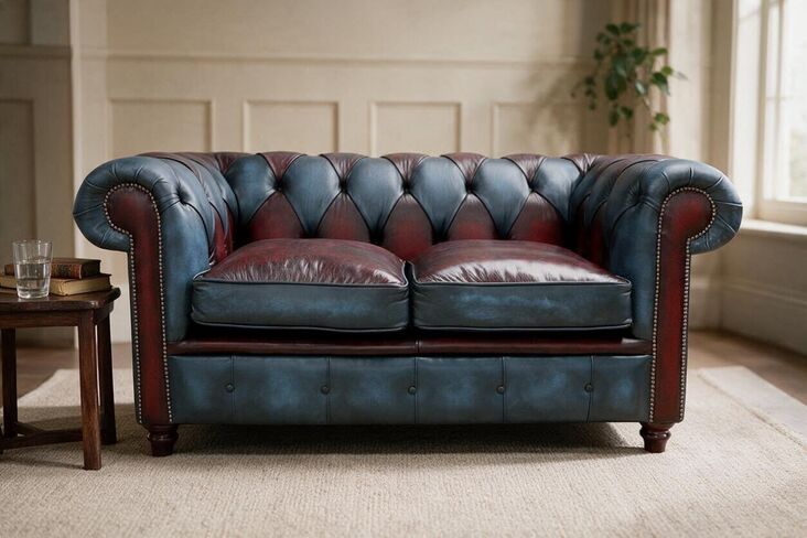 Duke Patchwork Timeless Chesterfield 2 Seater Sofa Settee Antique Leather