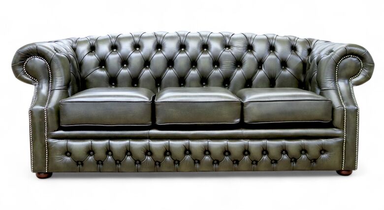 Chesterfield Buckingham 3-Seater Sofa – Antique Olive Leather