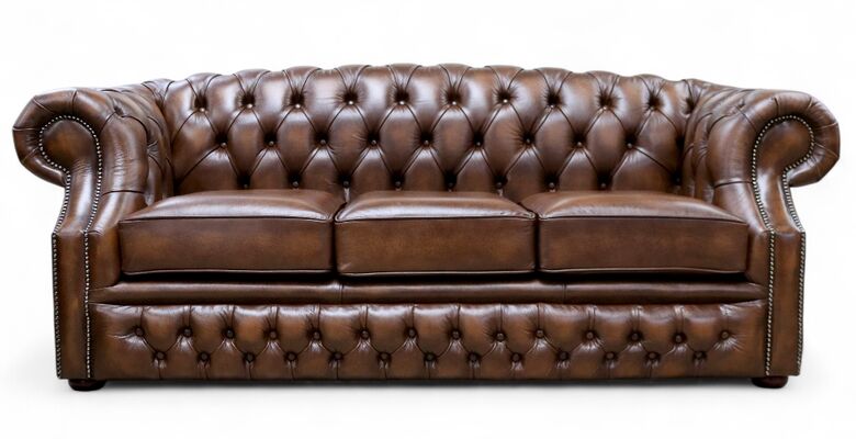 Chesterfield Handmade Buckingham 3 Seater Antique Tan Leather Sofa