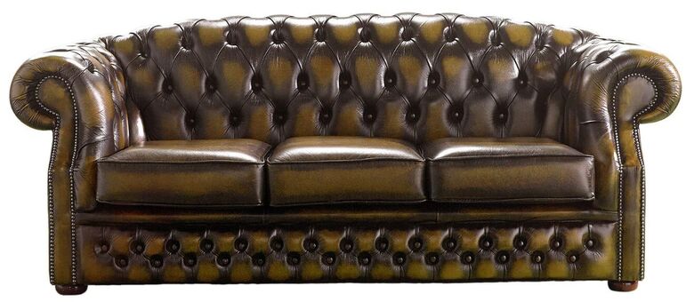 Chesterfield Handmade Buckingham 3 Seater Gold Leather Sofa