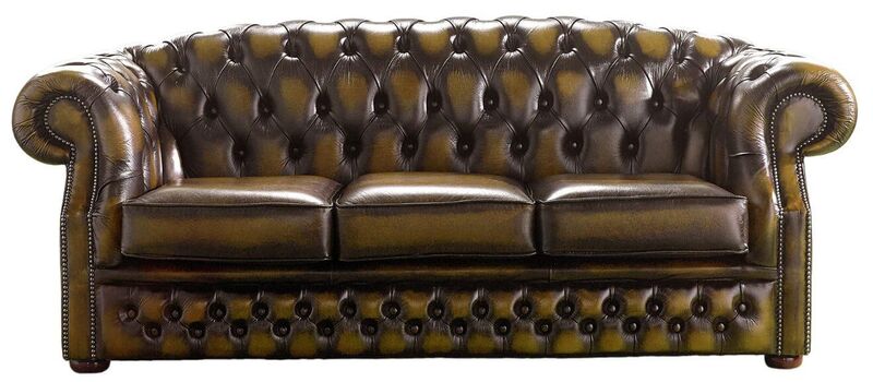 Product photograph of Chesterfield Handmade Buckingham 3 Seater Gold Leather Sofa from Designer Sofas 4U