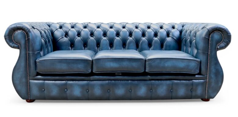 Chesterfield Kimberley 3 Seater Antique Blue Leather Sofa Offer