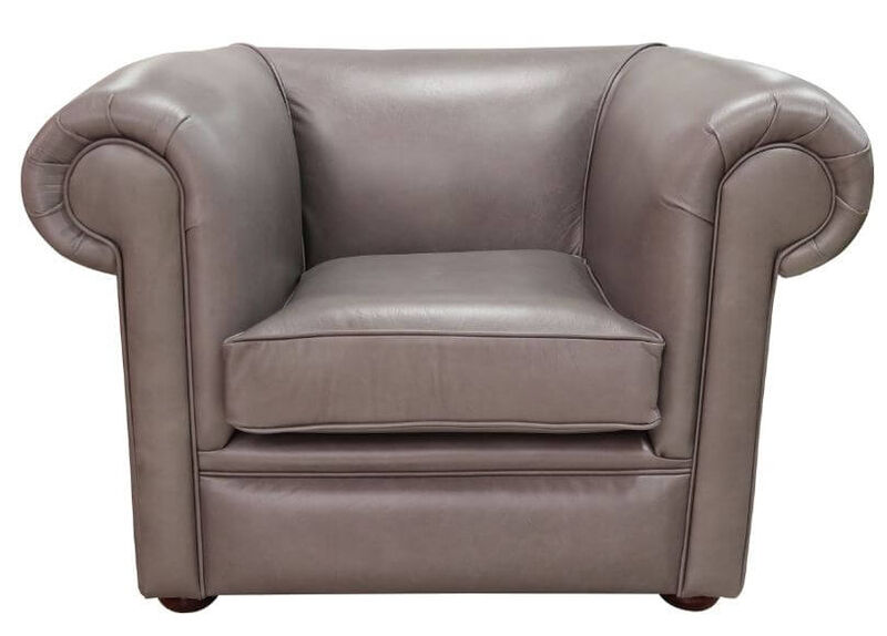 Product photograph of Chesterfield 1930 S Low Back Club Armchair Old English Lead Leather from Designer Sofas 4U