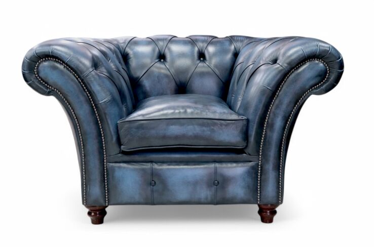 Duchess Chesterfield Club Chair Antique Blue Leather