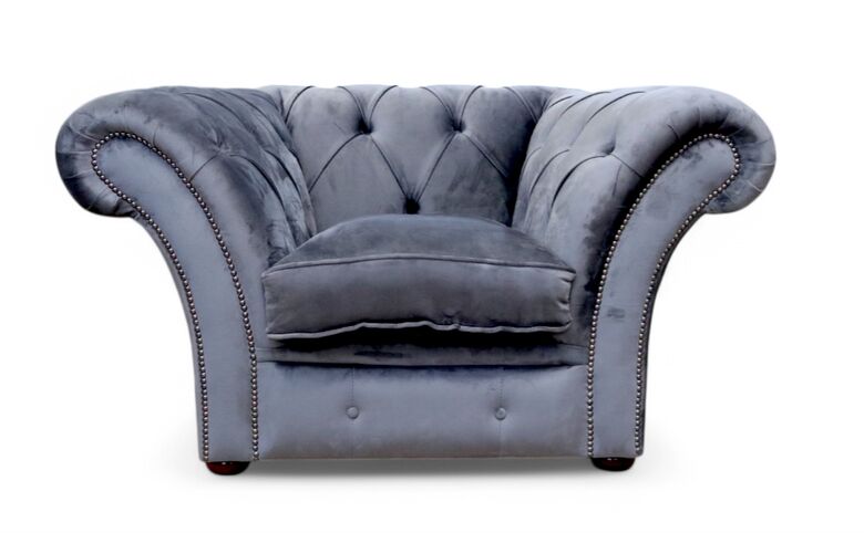 Duchess Chesterfield Club Chair Monaco Grey Velvet