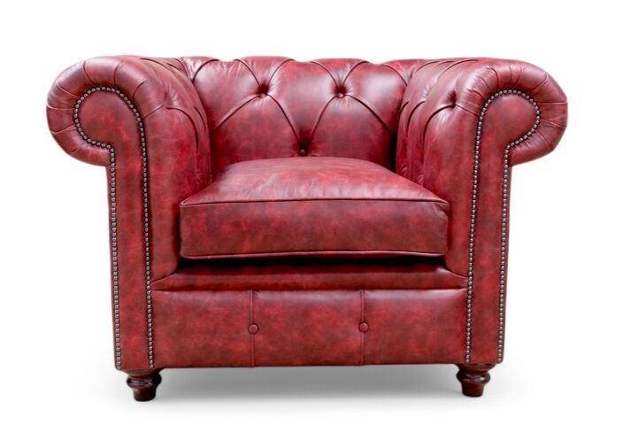 Duke Chesterfield Club Chair Vintage Ruby Leather