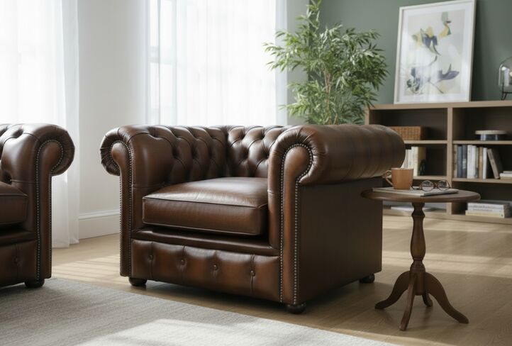 Duke Mini Chesterfield Club Chair Antique Tan Leather