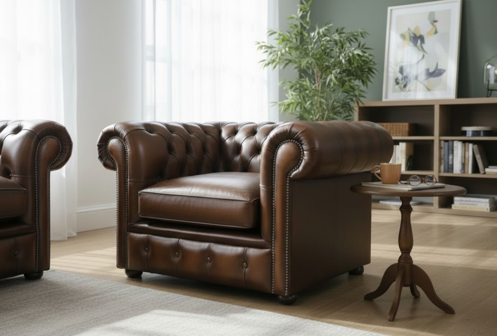 Duke Mini Chesterfield Club Chair Antique Tan Leather