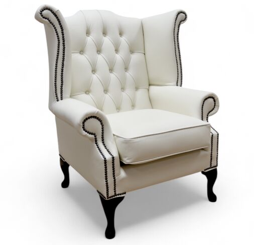 Chesterfield Cream Leather Wing Chair