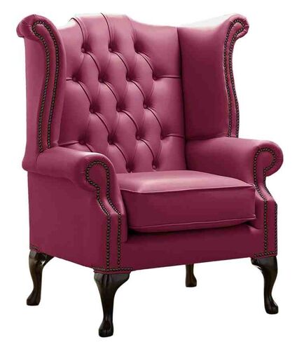 Chesterfield Queen Anne High Back Wing Chair Shelly Anemone Leather