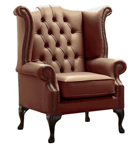 Chesterfield Queen Anne High Back Wing Chair Shelly Castagna Leather