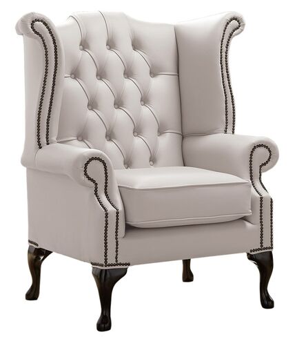 Chesterfield Queen Anne High Back Wing Chair Shelly Grove Leather