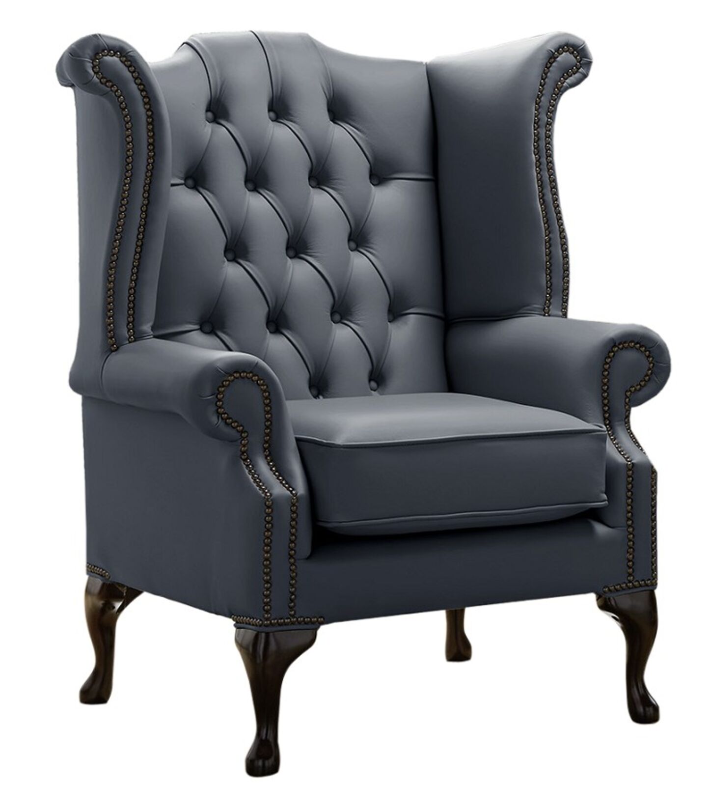 Product photograph of Chesterfield Queen Anne High Back Wing Chair Shelly Knight Leather from Designer Sofas 4U