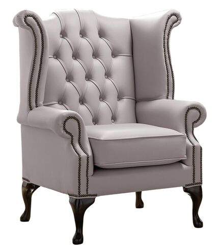 Chesterfield Queen Anne High Back Wing Chair Shelly Owl Leather