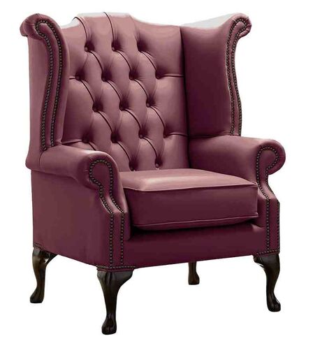 Chesterfield Queen Anne High Back Wing Chair Shelly Philly Leather