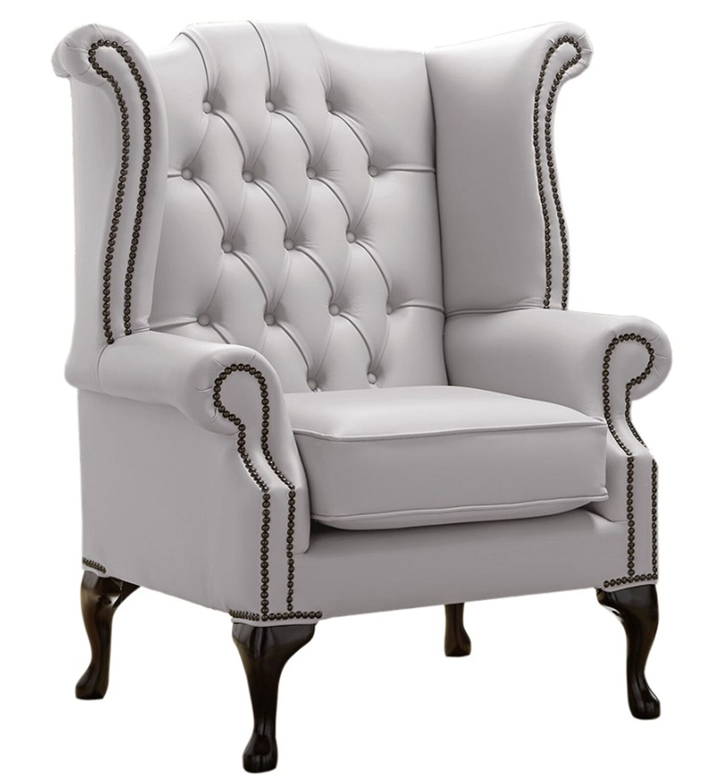 Product photograph of Chesterfield Queen Anne High Back Wing Chair Shelly Seely Leather from Designer Sofas 4U
