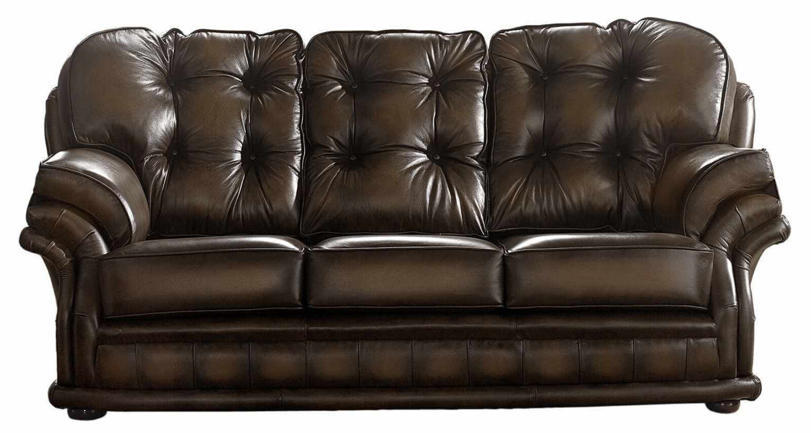 Product photograph of Chesterfield Handmade Knightsbridge 3 Seater Sofa Antique Brown Leather from Designer Sofas 4U