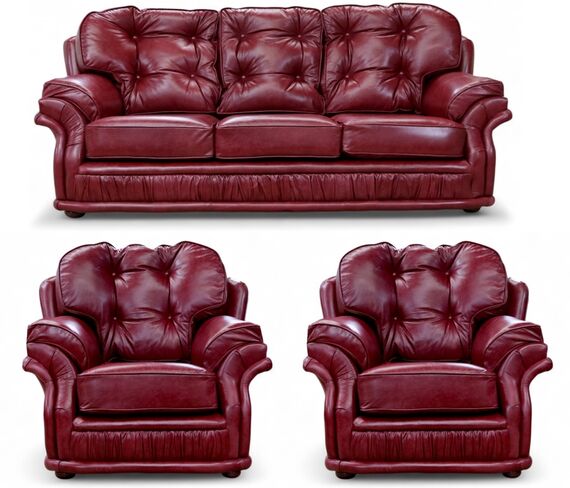Chesterfield Knightsbridge 3+1+1 Sofa Suite Old English Burgandy Leather