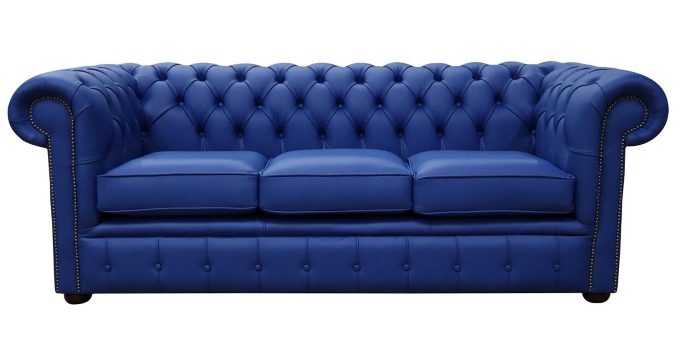 Chesterfield Blue Leather 3 Seater Sofa DesignerSofas4U