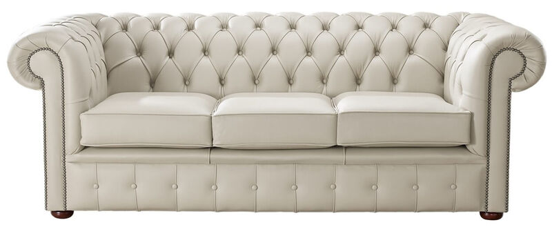 Product photograph of Chesterfield Handmade Leather Shelly Beige 3 Seater Sofa Settee from Designer Sofas 4U