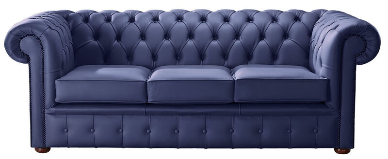 Product photograph of Chesterfield Handmade Leather Shelly Bilberry Blue 3 Seater Amp Hellip from Designer Sofas 4U