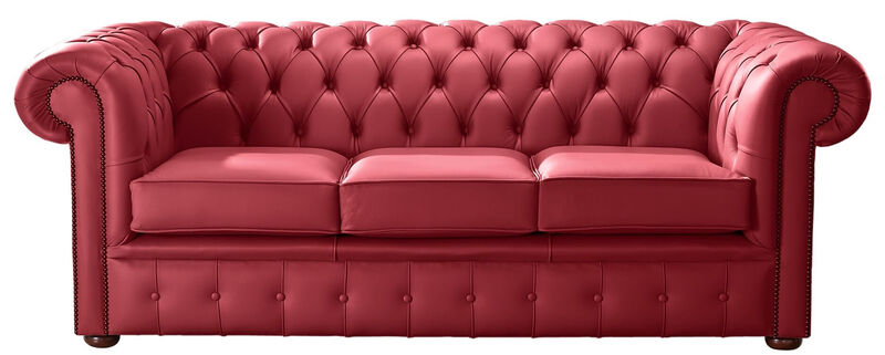 Product photograph of Chesterfield Handmade Leather Shelly Cherry 3 Seater Sofa Settee from Designer Sofas 4U