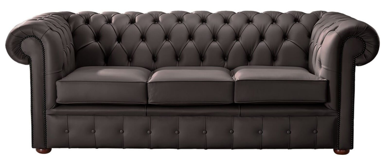 Product photograph of Chesterfield Handmade Leather Shelly Dark Chocolate 3 Seater Sofa Settee from Designer Sofas 4U