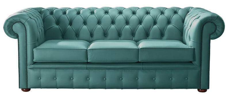 Product photograph of Chesterfield Handmade Leather Shelly Dark Teal 3 Seater Sofa Settee from Designer Sofas 4U