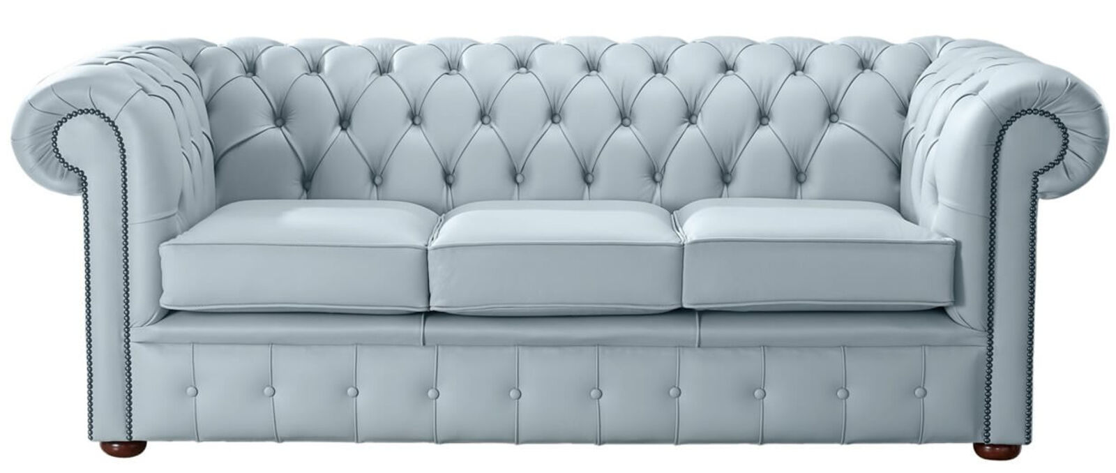 Product photograph of Chesterfield Handmade Leather Shelly Parlour Blue 3 Seater Sofa Settee from Designer Sofas 4U