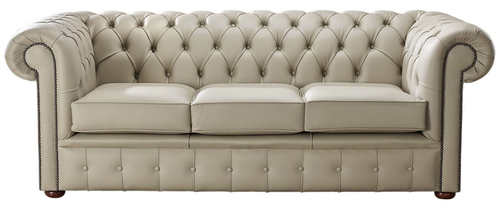 Product photograph of Chesterfield Handmade Leather Shelly Pebble 3 Seater Sofa Settee from Designer Sofas 4U