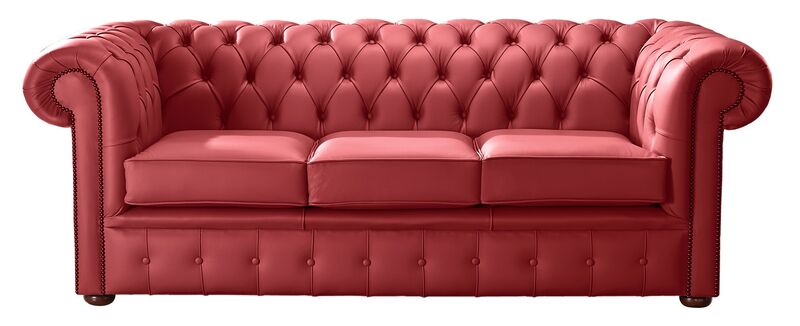 Product photograph of Chesterfield Handmade Leather Shelly Poppy Red 3 Seater Sofa Settee from Designer Sofas 4U