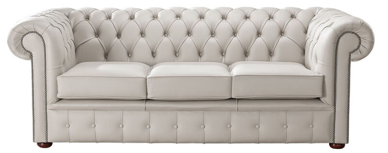 Product photograph of Chesterfield Handmade Leather Shelly Rice Milk 3 Seater Sofa Settee from Designer Sofas 4U