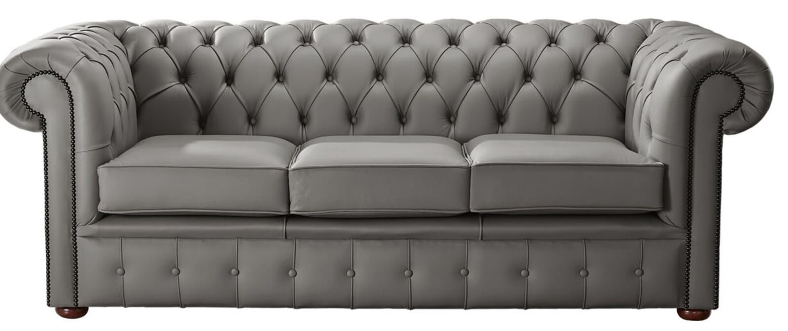 Product photograph of Chesterfield Handmade Leather Shelly Silver Birch 3 Seater Sofa Settee from Designer Sofas 4U