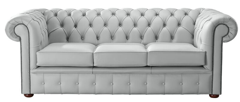 Product photograph of Chesterfield Handmade Leather Shelly Silver Grey 3 Seater Amp Hellip from Designer Sofas 4U