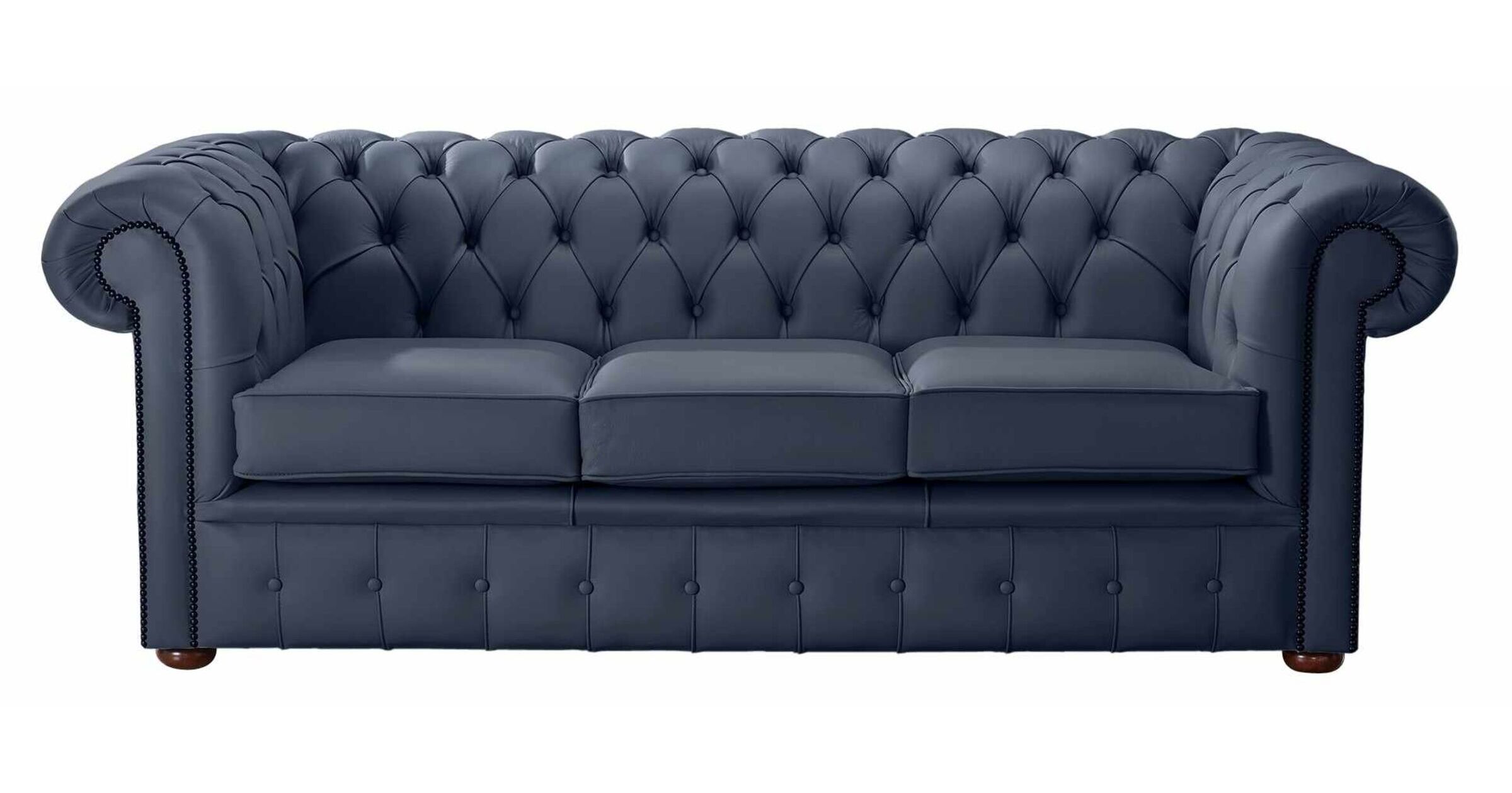 Suffolk Blue Leather Chesterfield 3 Seater sofa DesignerSofas4U