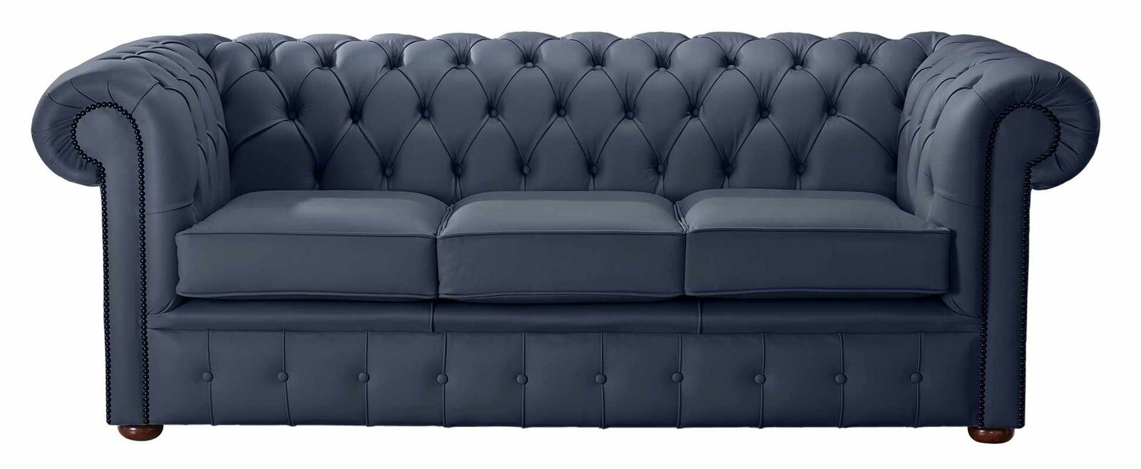 Product photograph of Chesterfield Handmade Leather Shelly Suffolk Blue 3 Seater Sofa Settee from Designer Sofas 4U