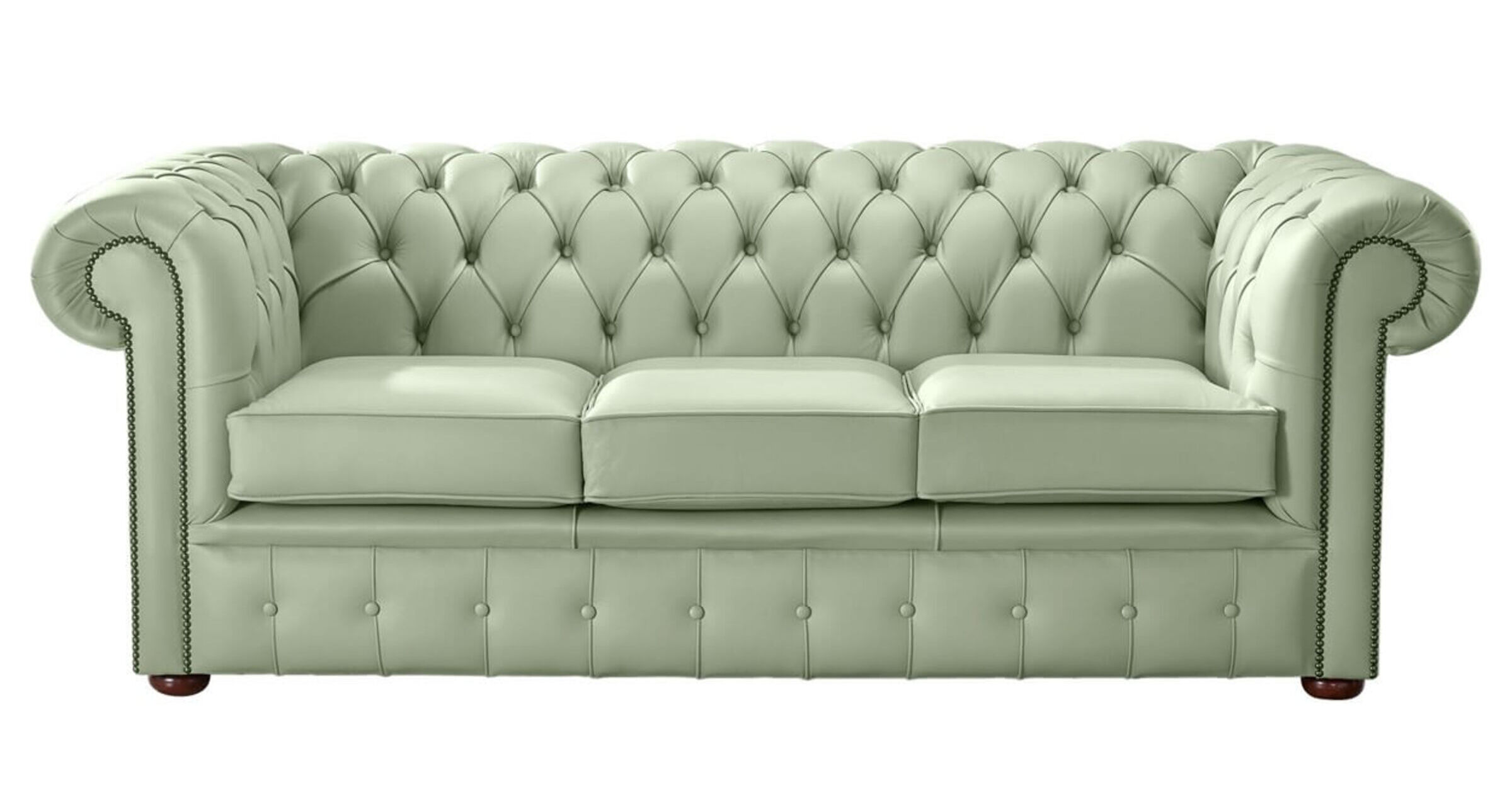 Thyme Green Leather Chesterfield 3 Seater sofa DesignerSofas4U