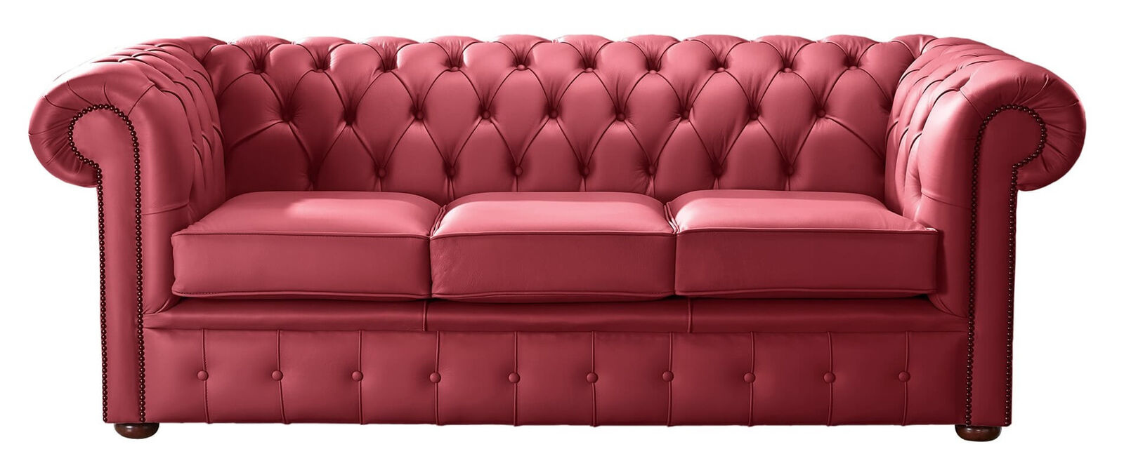 Product photograph of Chesterfield Handmade Leather Shelly Velvet Red 3 Seater Amp Hellip from Designer Sofas 4U