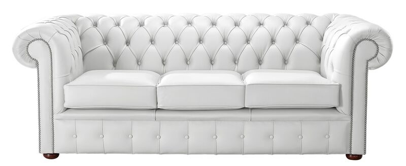 Product photograph of Chesterfield Handmade Leather Shelly White 3 Seater Sofa Settee from Designer Sofas 4U