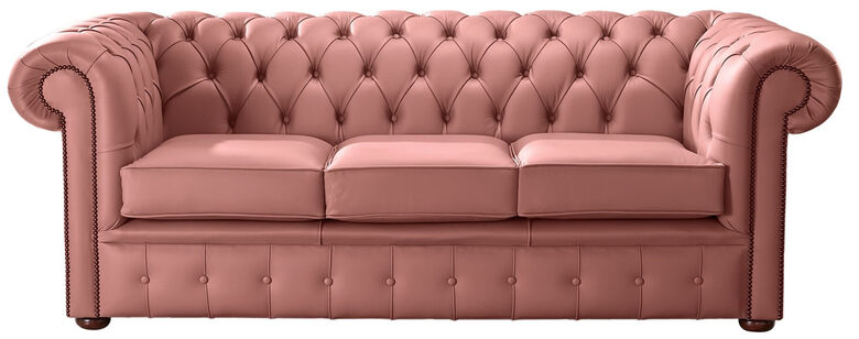 Chesterfield Handmade Leather Shelly Woodburner 3 Seater Sofa Settee