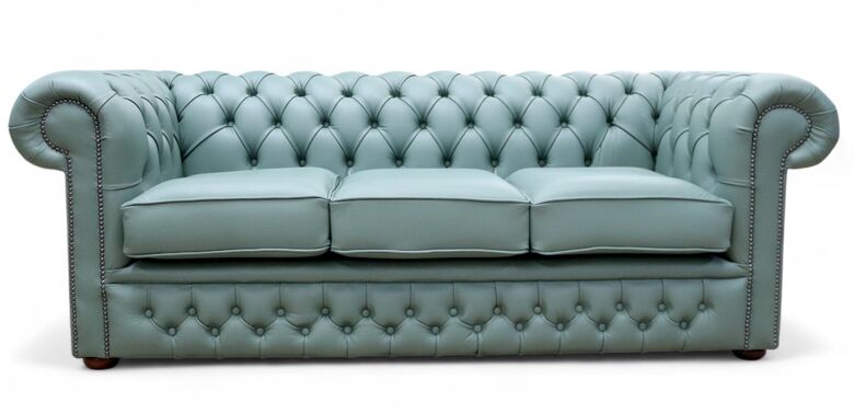 Chesterfield Winchester Leather Tufted Leather Sofa – Elegant Lichen Green