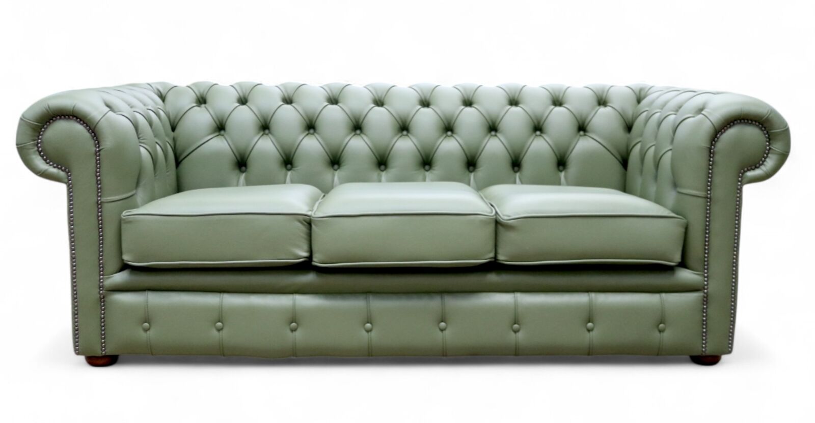 Classic Mountain Green Leather Chesterfield Sofa Timeless Elegance & Comfort