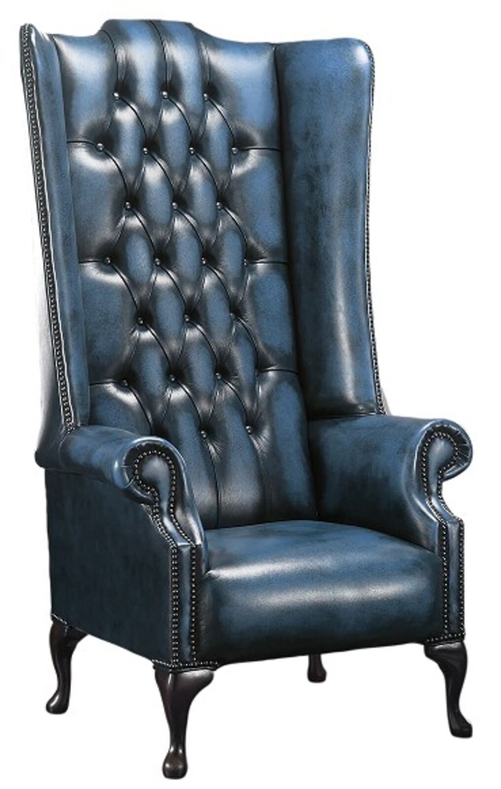 Product photograph of Chesterfield Soho 5ft 1780 S Leather High Back Wing Chair Antique Blue from Designer Sofas 4U