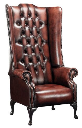 Chesterfield Soho 5ft 1780's Leather High Back Wing Chair Antique Light Rust