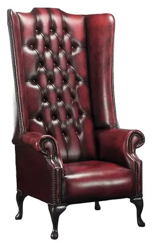 Chesterfield Soho 5ft 1780's Leather High Back Wing Chair Antique Oxblood