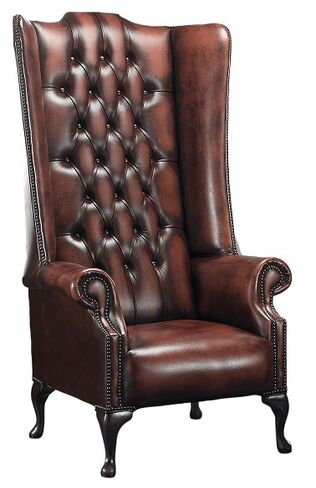 Chesterfield Soho 5ft 1780's Leather High Back Wing Chair Antique Rust