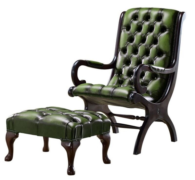 Product photograph of Chesterfield York Slipper Stand Armchair Antique Green Leather Amp Hellip from Designer Sofas 4U
