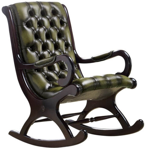 Chesterfield York Slipper Rocking Armchair Antique Olive Leather